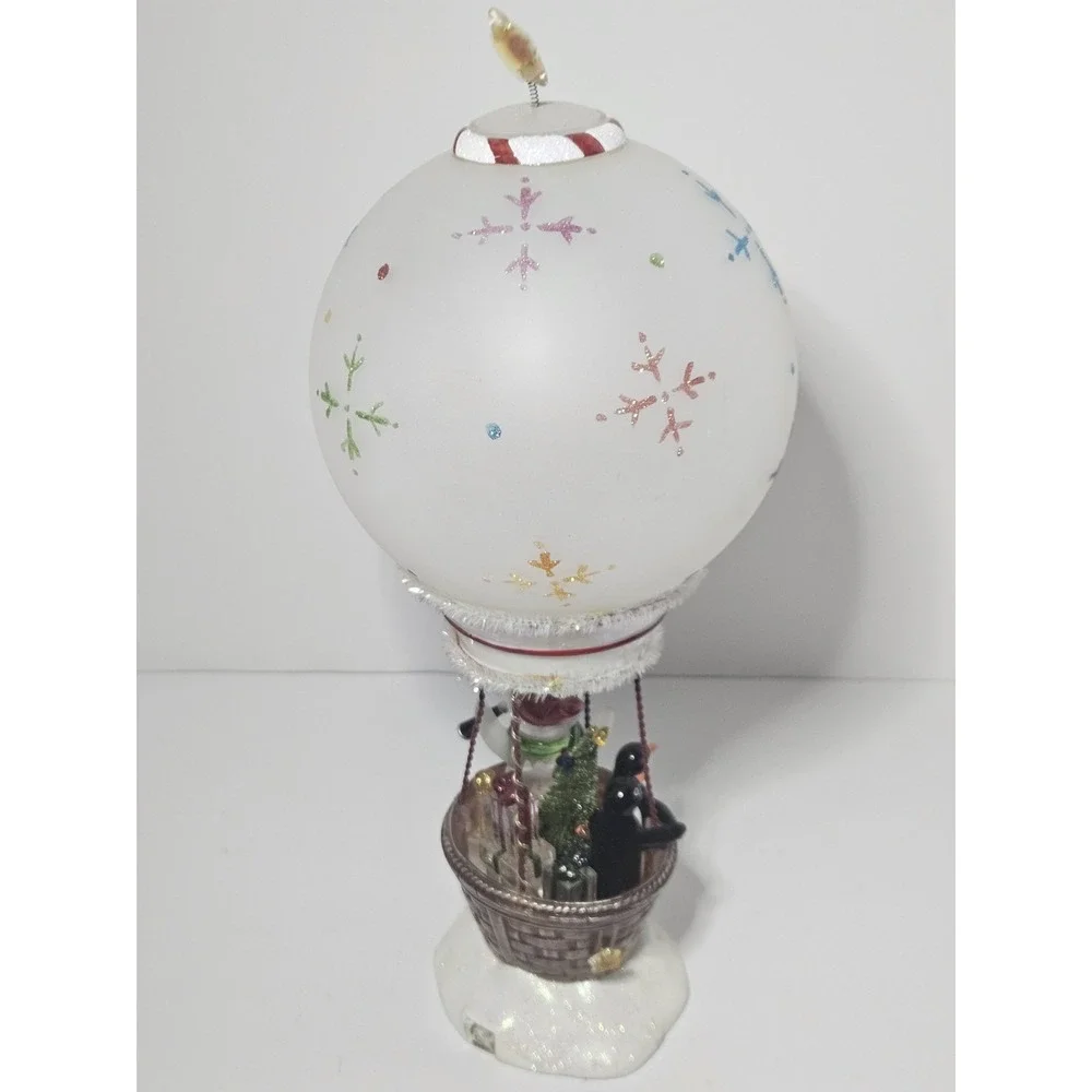 Lighted Acrylic Hot Air Balloon Snowman Christmas Vtg JCPenney Home Collection